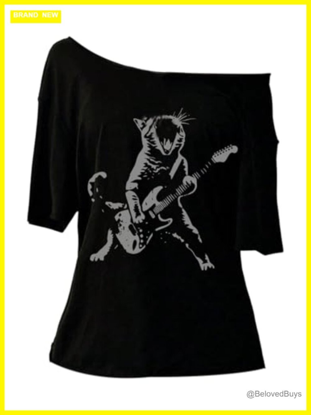 Women's Off Shoulder Goth Graphic Tee Oversized Y2K Short Sleeve Top
